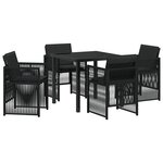 vidaXL Ensemble de repas de jardin 5 pièces avec coussins en poly rotin noir