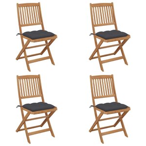 vidaXL Chaises pliables de jardin lot de 4 avec coussins Bois d'acacia