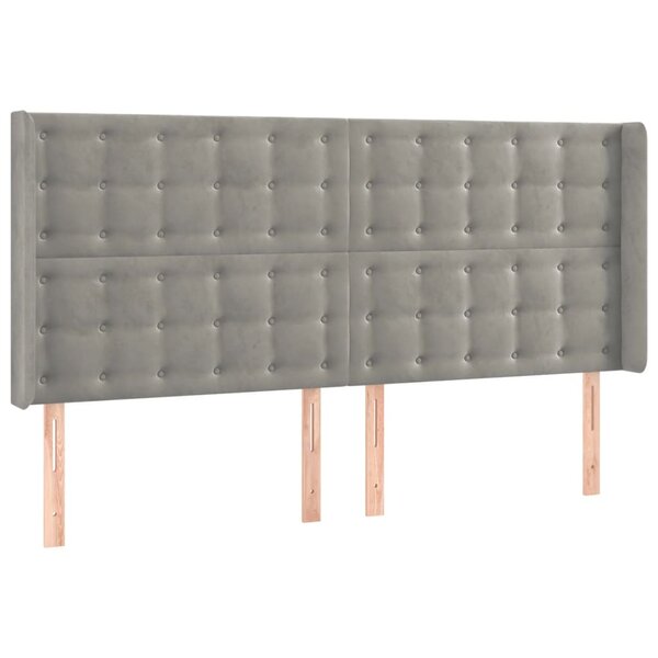 vidaXL Tête de lit avec oreilles Gris clair 203x16x118/128 cm Velours