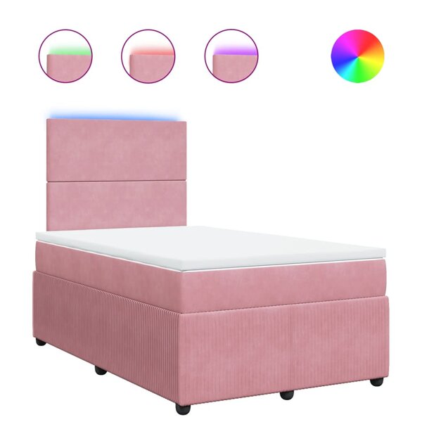 vidaXL Sommier à lattes de lit avec matelas Rose 120x200 cm Velours