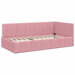vidaXL Cadre de lit d'angle avec matelas 2 pc Rose 90 x 190 cm Velours