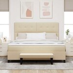 vidaXL Lit à ressorts avec tête de lit Crème 180 x 200 cm tissu