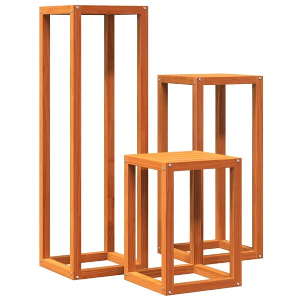 vidaXL Supports pour plantes 3 Pièces marron cire bois de pin massif