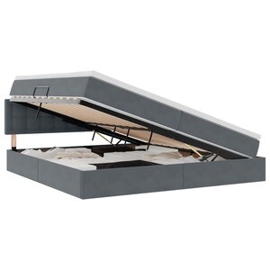vidaXL Lit de Rangement avec matelas Gris foncé 200 x 200 cm Velours