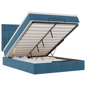 vidaXL Cadre de lit ottoman avec matelas bleu foncé 140x190 cm velours