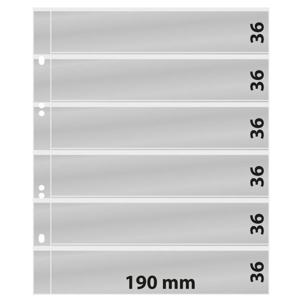 Feuilles Multi Collect Lindner transparentes à 6 bandes pour timbres-poste.