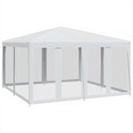vidaXL Tente de fête avec 8 parois latérales en maille blanc 4x4m PEHD