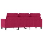 vidaXL Canapé à 3 places Rouge bordeaux 180 cm Velours