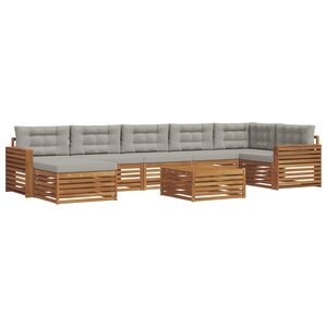 vidaXL Ensemble de canapés d'extérieur 8 pc Gris Naturel et Clair