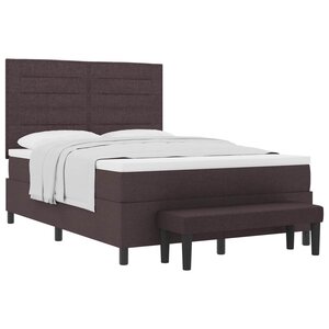 vidaXL Lit à ressorts avec tête de lit Marron foncé 140 x 200 cm tissu