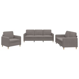 vidaXL Ensemble de canapés 3 Pièces avec coussins Taupe Tissu