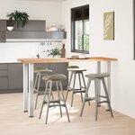 vidaXL Table de bar rectangulaire en bois massif de chêne marron clair 200 x 80 x 112 cm