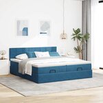 vidaXL Cadre de lit ottoman avec matelas bleu foncé 200x200 cm velours