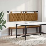 vidaXL Tête de lit suspendue Avec lumière LED Marron Velours