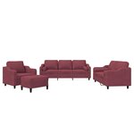 vidaXL Ensemble de canapés 4 Pièces avec coussins rouge bordeaux tissu