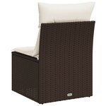 vidaXL Canapé de jardin sans accoudoirs coussins brun résine tressée
