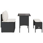 vidaXL Ensemble à manger de jardin avec coussins 3 Pièces Noir
