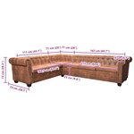 vidaXL Canapé d'angle Chesterfield 6 Places Cuir artificiel Marron