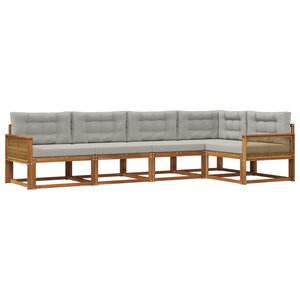 vidaXL Ensemble de canapés d'extérieur 5 pc Naturel et Gris clair