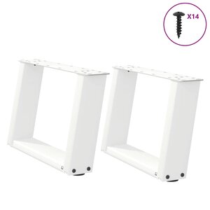 vidaXL Pieds de table basse en U  2 pièces  blanc  50 x (30-31) cm  acier
