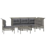 Salon de jardin meuble d'extérieur ensemble de mobilier 6 pièces avec coussins gris résine tressée 02_0016799