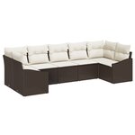 vidaXL Ensemble de Canapé de Jardin 7 pièces avec Coussins Marron en Rattan Poly