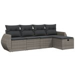 vidaXL Salon de jardin 5 Pièces avec coussins gris résine tressée