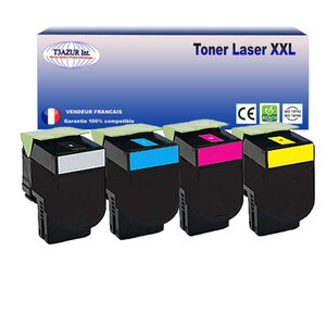 702- Lot de 4 Toners compatibles avec Lexmark CS410dn  CS410dtn  CS410n  (Noir+Couleur)