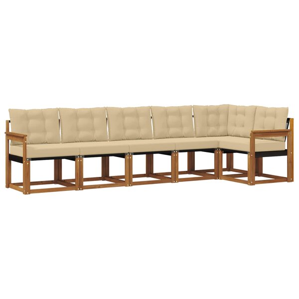 vidaXL Ensemble de canapés d'extérieur 6 pc Naturel et Beige
