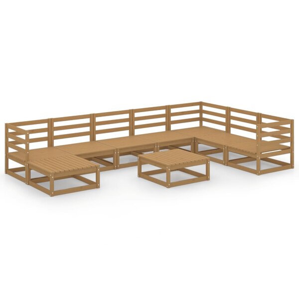 vidaXL Salon de jardin 9 Pièces marron miel bois de pin massif