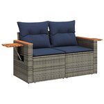 vidaXL Salon de jardin 8Pièces avec coussins marron résine tressée acacia
