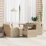 vidaXL Ensemble de canapé de jardin 7 Pièces Beige 100 x 55 x 73 cm