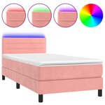vidaXL Sommier à lattes de lit avec matelas et LED Rose 80x200 cm
