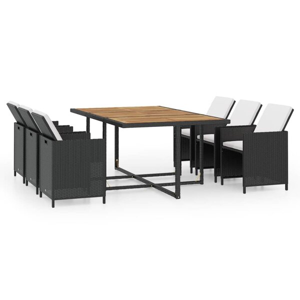vidaXL Ensemble à manger d’extérieur 11 Pièces coussins résine tressée