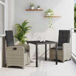 vidaXL Ensemble de salle à manger pour jardin 3 Pièces Gris clair