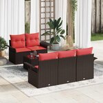 vidaXL Ensemble de canapé de jardin 6 Pièces Marron polyrotin