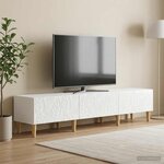vidaXL Meuble TV 147 x 34 5 x 30 cm Blanc brillant Bois d'ingénierie