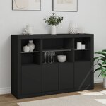 vidaXL Buffets avec lumières LED 3 Pièces noir bois d'ingénierie