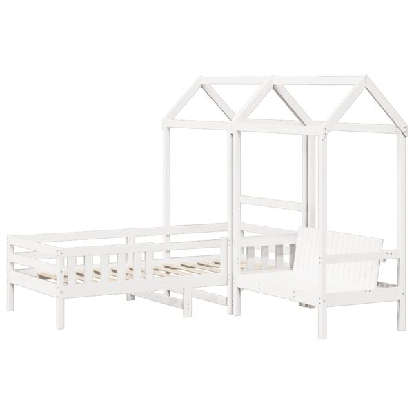 vidaXL Ensemble de lit et de banc avec toit 80x200 cm bois massif pin