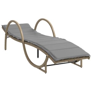 vidaXL Chaise longue avec coussin beige 60x199x42 cm résine tressée