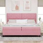 vidaXL Lit à Ressorts avec Matelas LED Rose 200 x 200 cm Velours