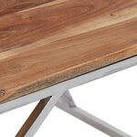 vidaXL Table basse argenté acier inoxydable et bois massif d'acacia