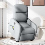 vidaXL Fauteuil inclinable de massage électrique Gris clair Tissu