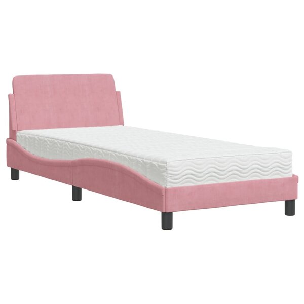vidaXL Lit avec matelas Dover rose 80x200 cm velours
