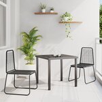 vidaXL Ensemble de Salle à Manger de Jardin 3 Pièces Noir