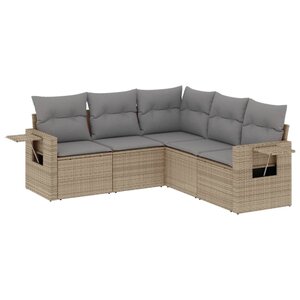 vidaXL Salon de jardin avec coussins 5 Pièces beige résine tressée