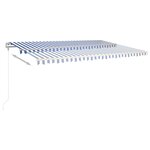 vidaXL Auvent manuel rétractable avec LED 5x3 m Bleu et blanc