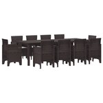 vidaXL Ensemble de Salle à Manger de Jardin de 11 Pièces avec Coussins Marron Rattan Poly