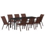 vidaXL Ensemble de repas de jardin 9 pièces Brun Textilène et Acier