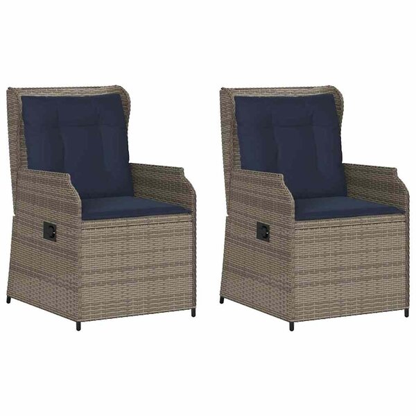 vidaXL Banc de jardin avec coussin 2 Pièces Gris Poly rotin